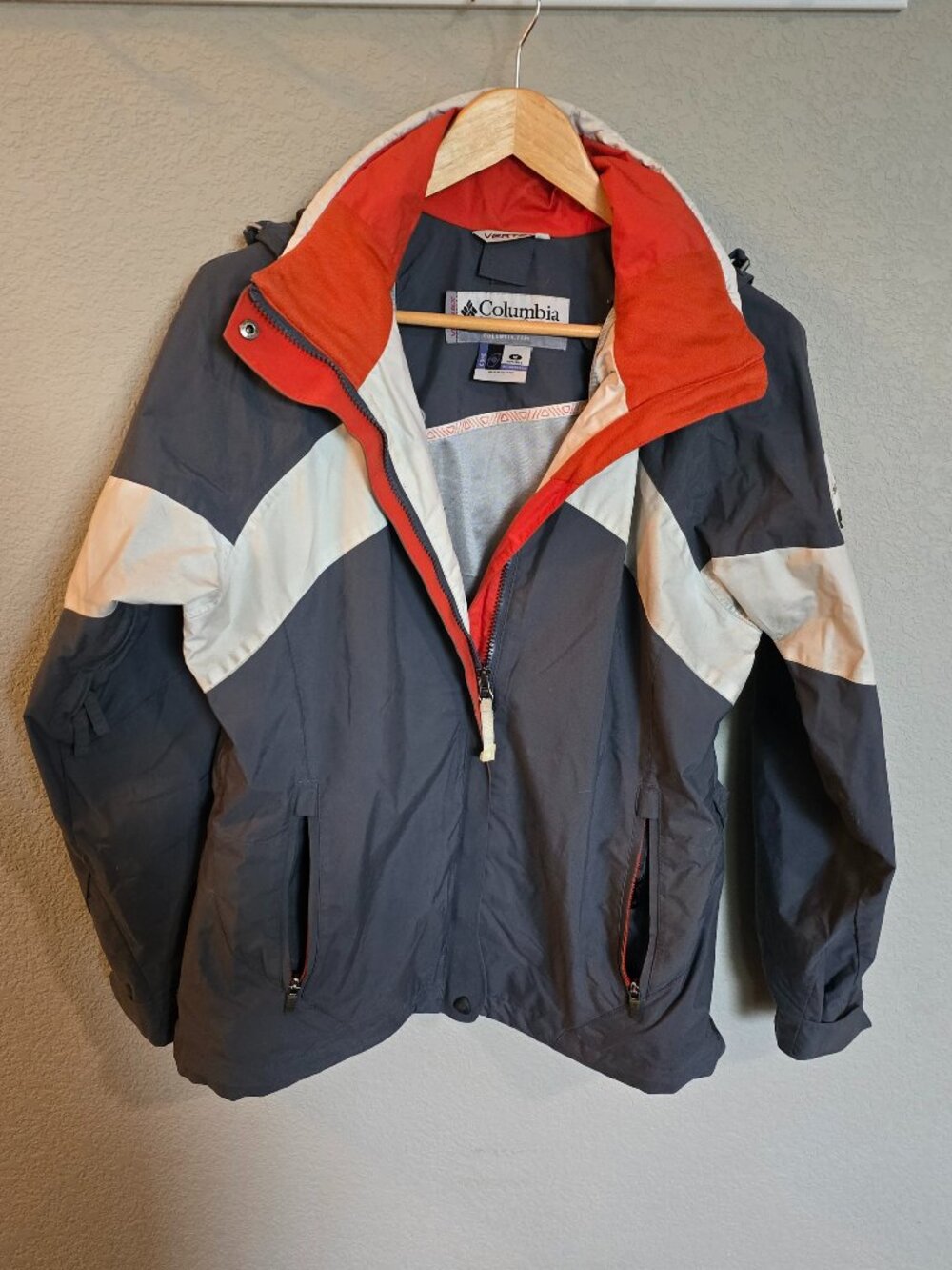 VTG Columbia Interchange Women's Ski Jacket Gray Orange Ivory Vertex Sz M